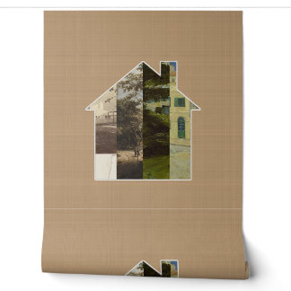 Landhaus-Mosaik-Wallpaper | Korb-Wandbild Tapete