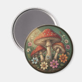 Landhaus-Pilze und Wildblumen Magnet (Vorderseite/Rückseite)