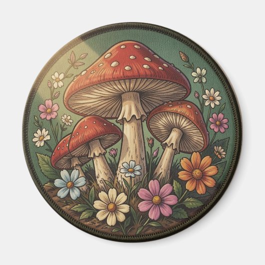 Landhaus-Pilze und Wildblumen Magnet (Vorne)