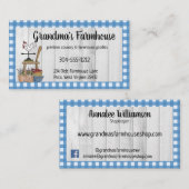 Landhaus Primitive Gingham auf Holz Visitenkarte (Vorne/Hinten)