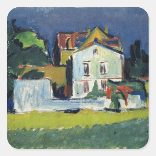 Landhaus Quadratischer Aufkleber (Vorderseite)