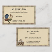 Landhaus Rooster Kariert Rustikal Visitenkarte (Vorne/Hinten)