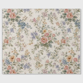 Landhaus-Rosa-Blau-Blumenmuster Geschenkpapier (Flach)