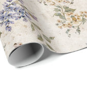 Landhaus-Rosa-Blau-Blumenmuster Geschenkpapier (Rolleneckpunkt)