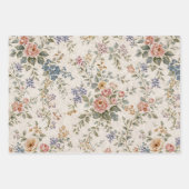 Landhaus-Rosa-Blau-Blumenmuster Geschenkpapier Set (Vorderseite)