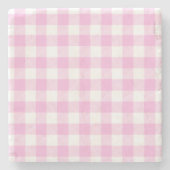 Landhaus-Rosa-Kariert Steinuntersetzer (Vorderseite)
