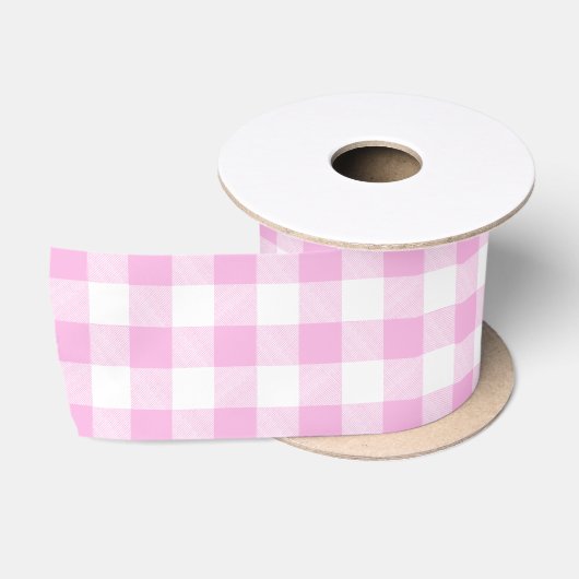 Landhaus-Rosa-Karo Satinband (Spule)