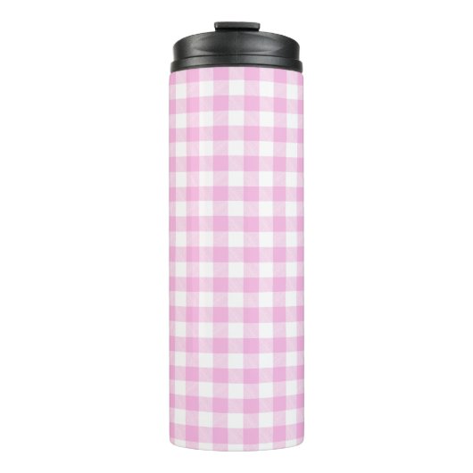 Landhaus-Rosa-Karo Thermosbecher (Vorderseite)