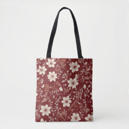 Landhaus-Rot-Cottage-Botanischer-Blumenmuster Tasche