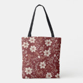 Landhaus-Rot-Cottage-Botanischer-Blumenmuster Tasche (Rückseite)