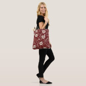 Landhaus-Rot-Cottage-Botanischer-Blumenmuster Tasche (Am Model)