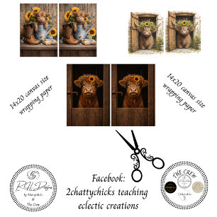 Landhaus-Rustikale Scheunen-Dekupage Geschenkpapier Set