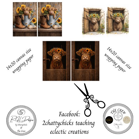 Landhaus-Rustikale Scheunen-Dekupage Geschenkpapier Set