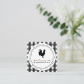 Landhaus Rustikaler Kranz Karierter Karo Quadratische Visitenkarte (Stehend Vorderseite)