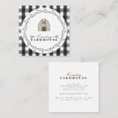 Landhaus Rustikaler Kranz Karierter Karo Quadratische Visitenkarte (Vorne/Hinten)