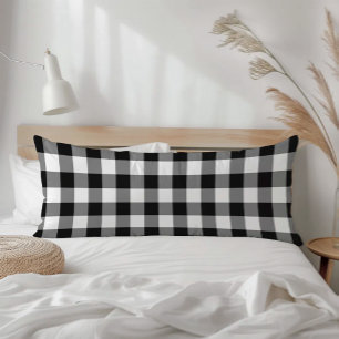 Landhaus-Schwarz-Weiß-Rustikal-Gingham-Karo-Karo Seitenschläferkissen