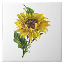 Landhaus-Sonnenblume Vintage-Botanik Fliese