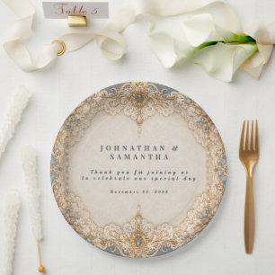Landhaus-Spitzen-Vintage-Doily-Thema  Pappteller
