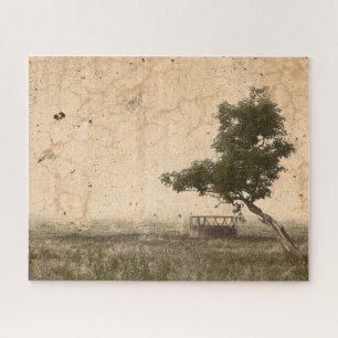 Landhaus-Stil Baum rustikal vintage antik beige Ba Puzzle