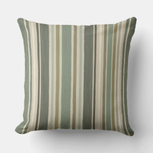 Landhaus-Stil Softgrün Senfgelb Grau Braun Streife Kissen