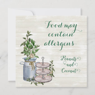 Landhaus-Tea-Food-Allergiehinweisschild Einladung