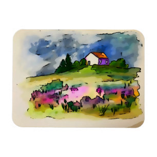 Landhaus und wilde Blumen englische Landseite Magnet
