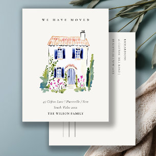 Landhaus Vintage Blumen Fenster Wir sind umgezogen Postkarte