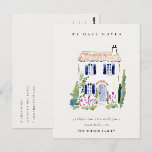 Landhaus Vintage Blumen Fenster Wir sind umgezogen Postkarte