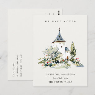 Landhaus Vintage Blumen Fenster Wir sind umgezogen Postkarte