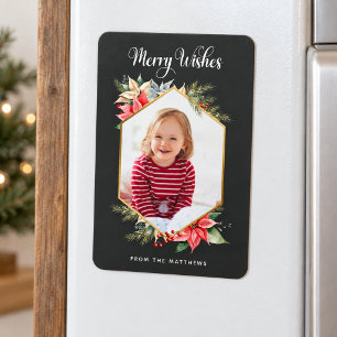 Landhaus-Weihnachtsstern-Rustikale-Feiertags-Fotok Magnet