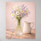 Landhaus-Wildblumen-Glas und Keramik-Krug Poster (Vorne)