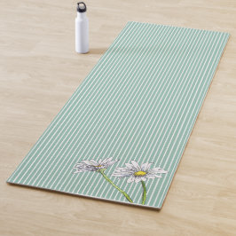 Landhausentei-Blau gestreifte Aquarell-Gänseblümch Yogamatte
