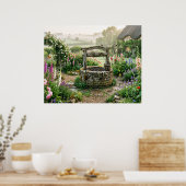 Landhausgarten Brunnen Poster (Küche)