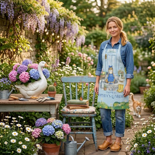 Landhausgarten Frühlings-Aquarell Süße Katze Apron Schürze