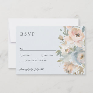 Landhausgarten Pastell Blau Pfirsich Koralle RSVP Karte