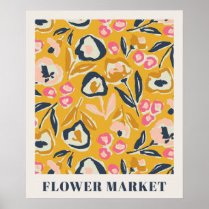 Landhausgarten Tintenblumen-Blumenmarkt-Muster Poster