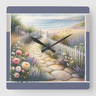 Landhausgartenweg zum Meer Quadratische Wanduhr