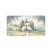 Landhausidyll-Kapellenweg-Pastell-Landschaft Adressaufkleber (Vorne)