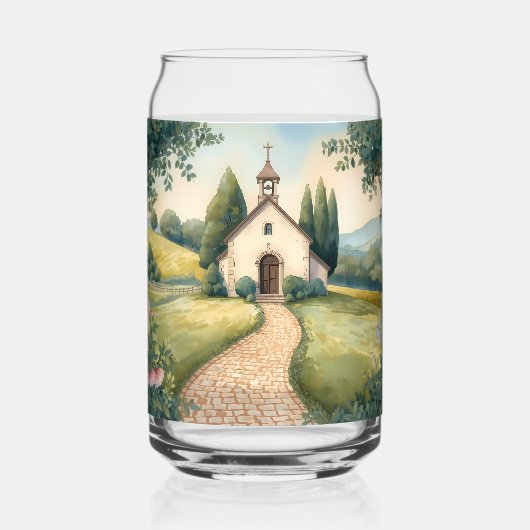 Landhausidyll-Kapellenweg-Pastell-Landschaft Dosenglas (Vorderseite)