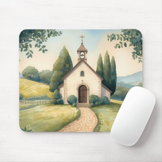 Landhausidyll-Kapellenweg-Pastell-Landschaft Mousepad (Mit Mouse)
