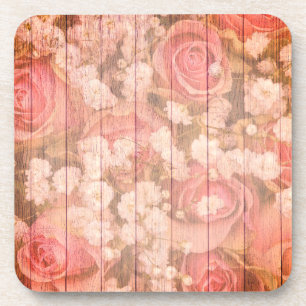 Landhausrosen Rosa Chic Getränkeuntersetzer