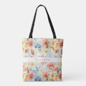 Landhausstil Aquarell Blumen Namensgeschenk Wildbl Tasche (Rückseite)