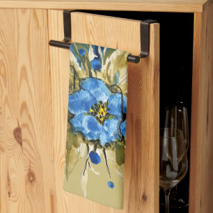 Landhausstil Blau Blumenmuster  Geschirrtuch