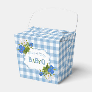 Landhausstil Blau Gingham Blumen BabyQ BBQ Grillen Geschenkschachtel