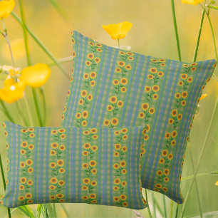 Landhausstil Blau Grün Gelbe Sonnenblumen Kissen