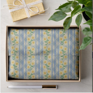 Landhausstil Blau Weiß Gelbe Gänseblümchen Seidenpapier