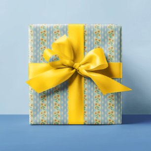 Landhausstil Blau Weiß Gelbe Sonnenblumen Geschenkpapier