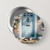 Landhausstil-Blumenveranda mit Calico-Katze Button (Vorne & Hinten)