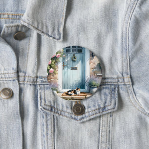 Landhausstil-Blumenveranda mit Calico-Katze Button