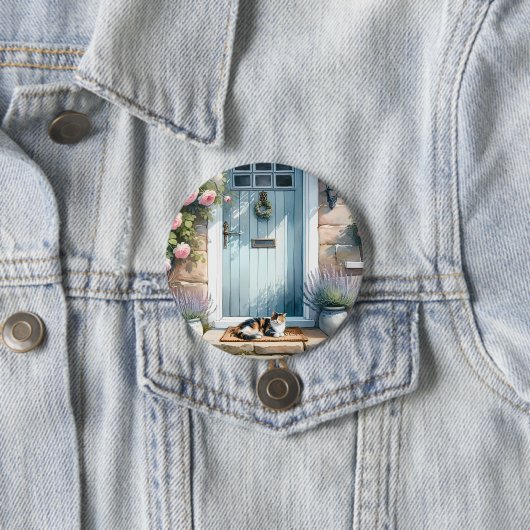 Landhausstil-Blumenveranda mit Calico-Katze Button (Beispiel)